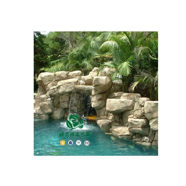 Zhen xin qi crafts  Landscaping Decoration for Garden artificial fiberglass garden rock water fountain