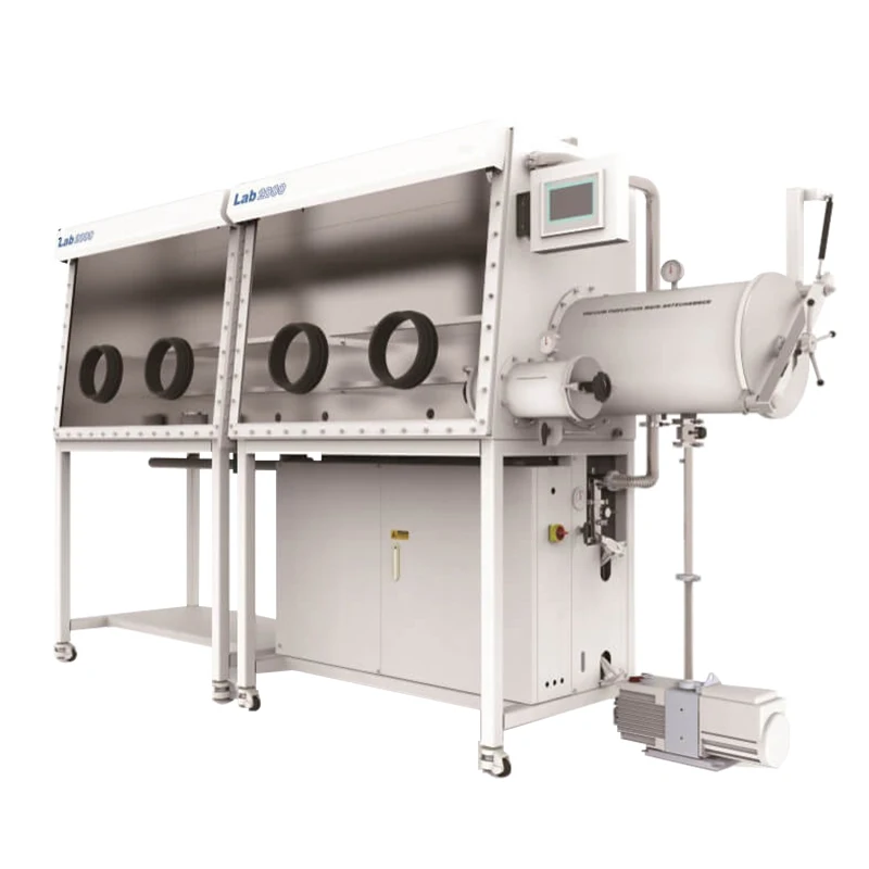 2400*750mm Dual Workstation Glovebox Single Side Vacuum Glove Box With H2O & O2 Purification System
