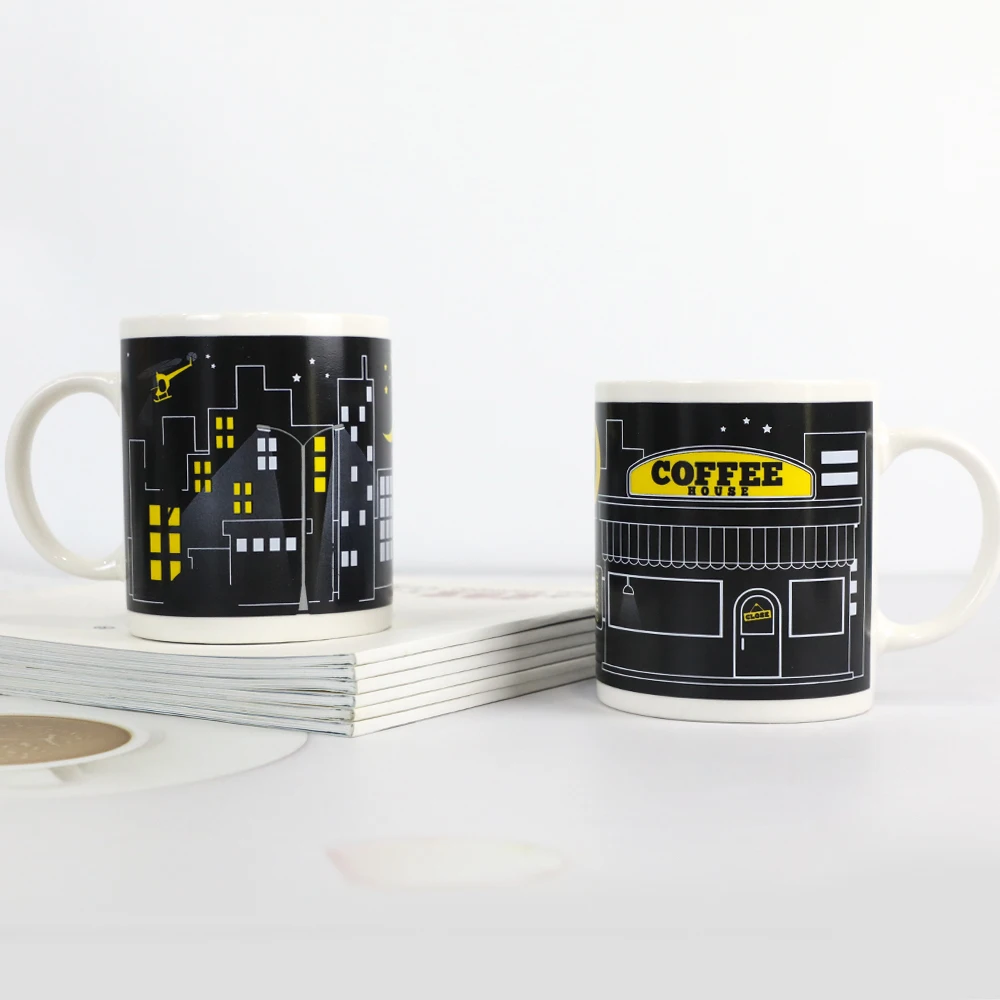 Популярная керамическая кофейная кружка на заказ, кружка с изменением цвета, волшебная кружка для горячей воды, кружка для кофе