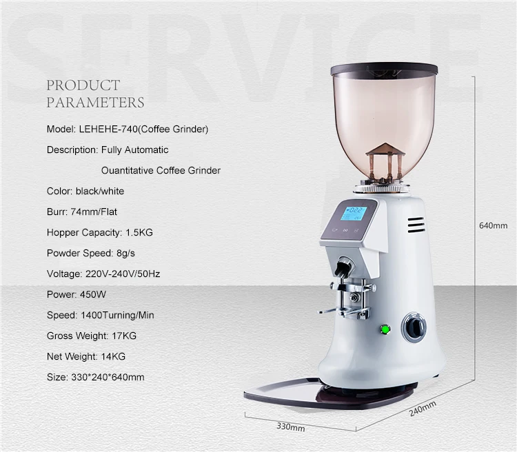 Commercial Adjustable Setting 64Mm Espresso Bean Fine Grinder Electric Large Capacity Quantitative Coffee Grinding Machine