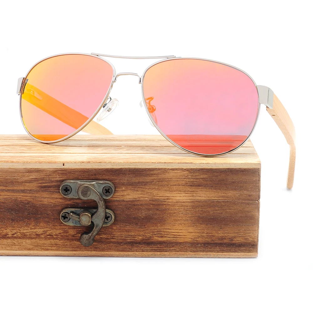 2019 fashion wood bamboo sunglasses metal frame sunglasses