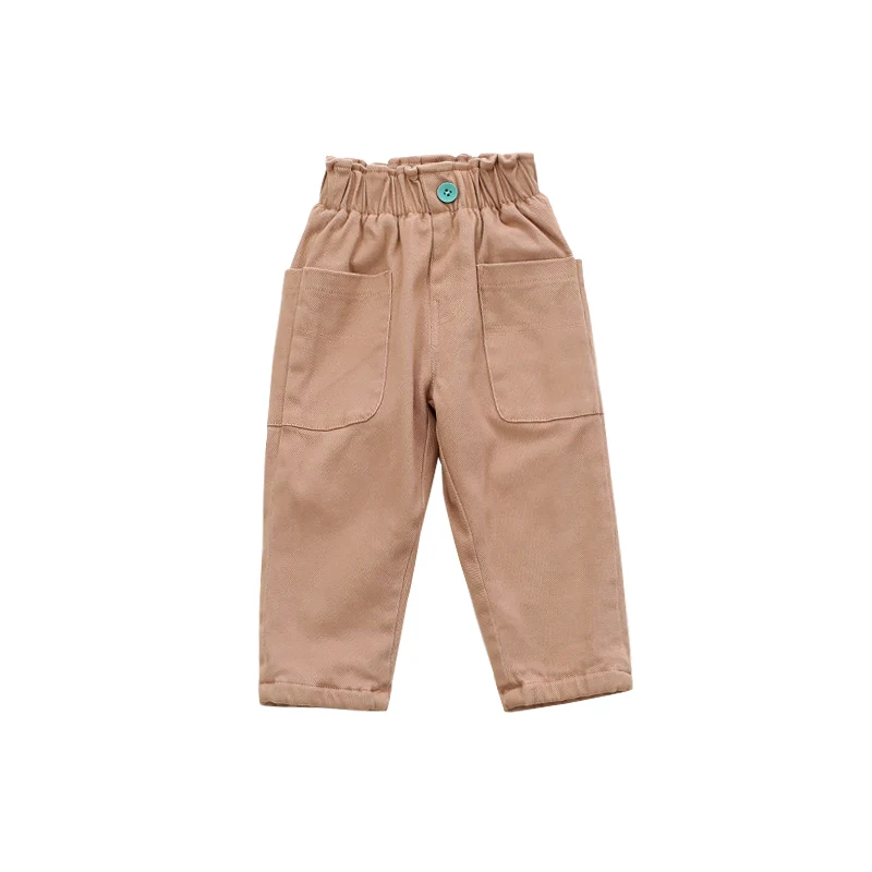 
Solid color autumn full-length 1-3-year old baby trousers unisex comfortable fabric baby trousers 