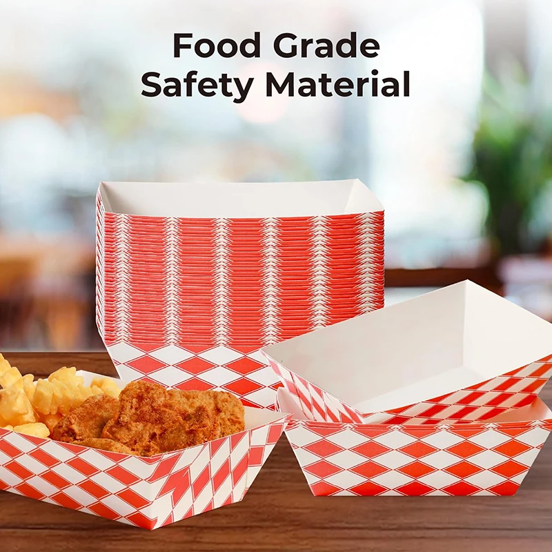 Snack Tray for Picnics and Carnivals-Heavy Duty Disposable Food Tray for Candies and Resistant Paper Food Boats