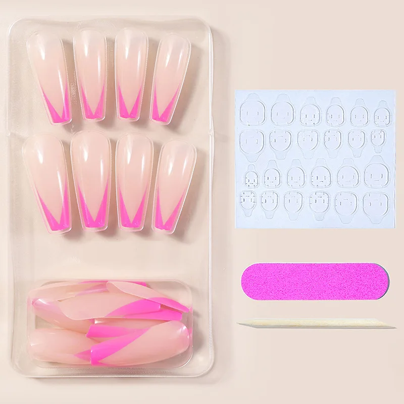 Professional French Acrylic Fakes Nail Tips Artificial Full Cover Acrylic Transparent Nail Capsules nail decorations a