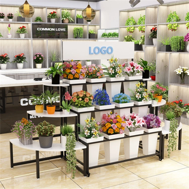 Hot Selling Corner Combination Flower Bucket Display Stand Wholesale Iron Flower Stand