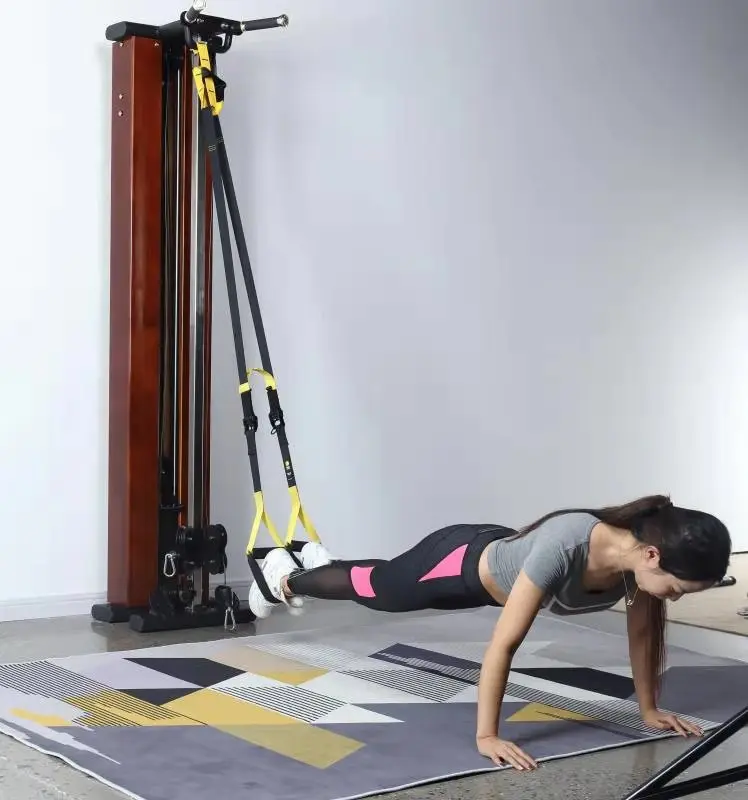 Commercial Home Wooden Pulley Single cable Crossover Wall Mounted Squat Rack Multi Function Station Machine Arm Strength Fitness