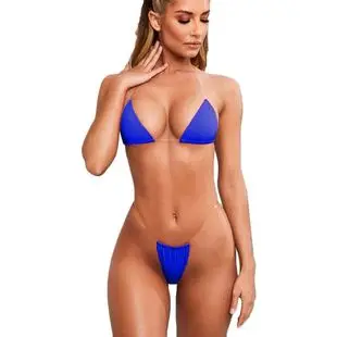Custom Brazilian Mini G String Thong Extreme Women Swimwear Transparente Neon Sexy Micro Bikini Set