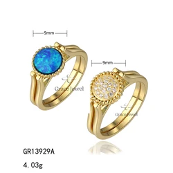 Grace S925 Sterling Silver Reversible Gold Plated Opal Rings
