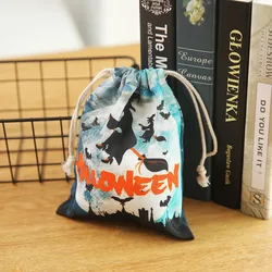 New Halloween Sacks Bag Canvas Personalized Children Candy Gifts Bag Pumpkin Ghost Treat or Trick Drawstring Bags