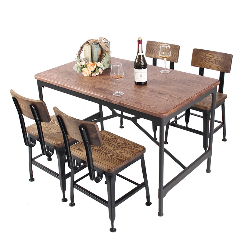 Заводская цена Guangzhou металлические коммерческие столы и стулья для кафе винтажная мебель столовые наборы ресторана