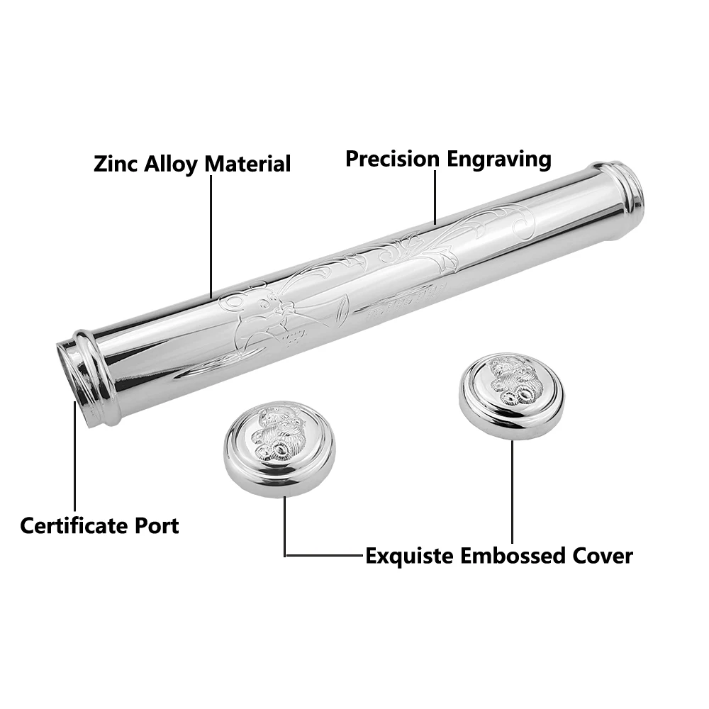 
wholesale custom sleek metal paper certificate scroll holders keepsake baby boys girls birth certificate tube holder 