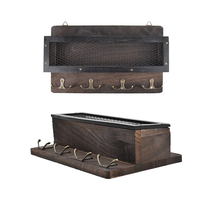 Деревянный держатель для ключей и почты на заказ, настенная подвесная полка с крючками