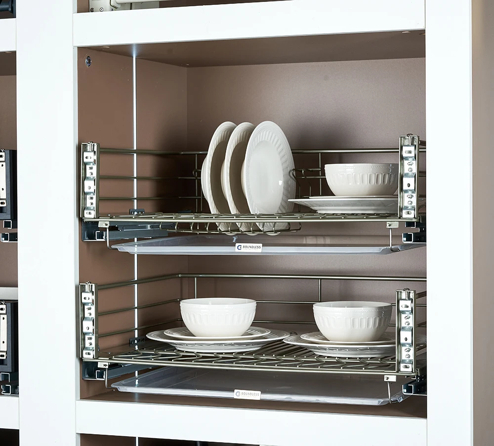 Practical Kitchen Round Wire Pull out Soft closing Basket for Bowl and Dish