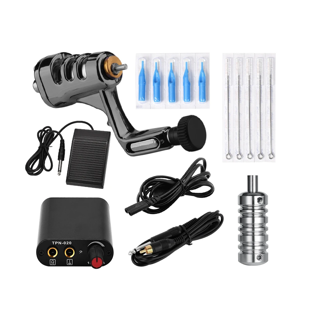 Rotary Tattoo Gun Machine Kit Tattoo Supply Power Supply Clip Cord Grip Needles tattoo machine set professional complete