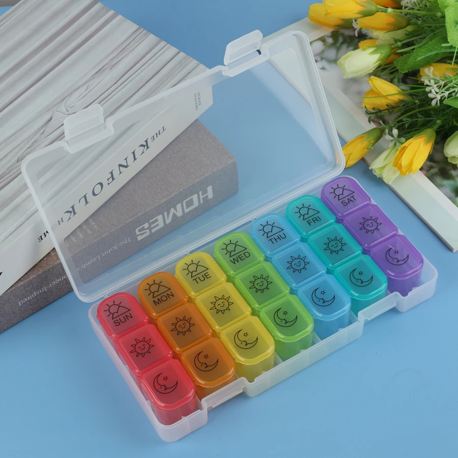 Custom Logo Portable Pill Storage Case Weekly Pill Box 7 Days Large Travel Medicine Organizer