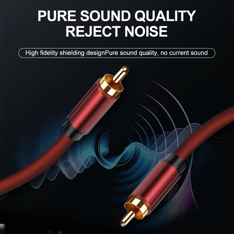 Audio Hifi Cable For Car Amplifier 6.0mm Rca Male Av Cable High Quality Manufacturer Gold Plated Rca Cable