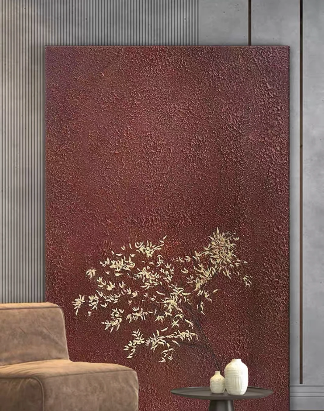 Chinese hand-painted oil painting plant flower  decorative painting hotel mural decorative painting