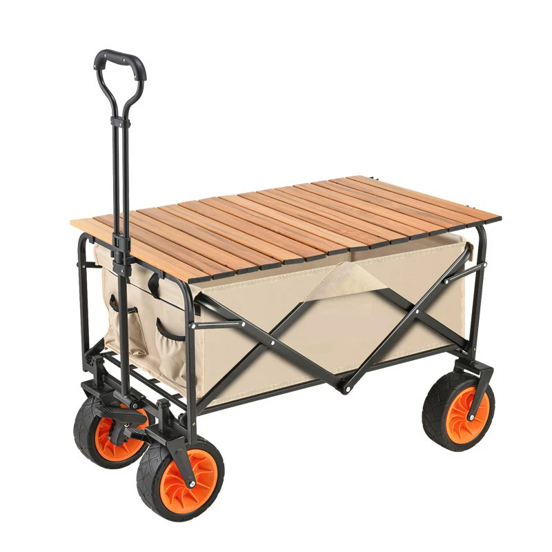 Camping Stroller Foldable Outdoor Stroller Picnic Cart Camp Trailer Stall Table Board