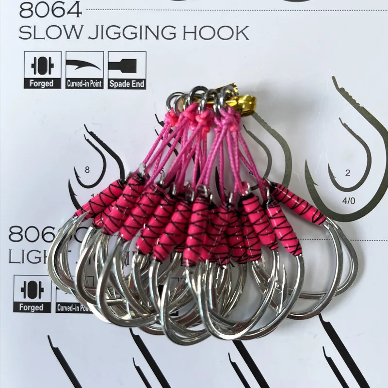 1/0-5/0# 2pcs/bag Double Fishing Hook Glow Assist Hooks HK040 Luminous Slow Pitch Sea Fishing Boat Fishing Heavy Jigging Hooks