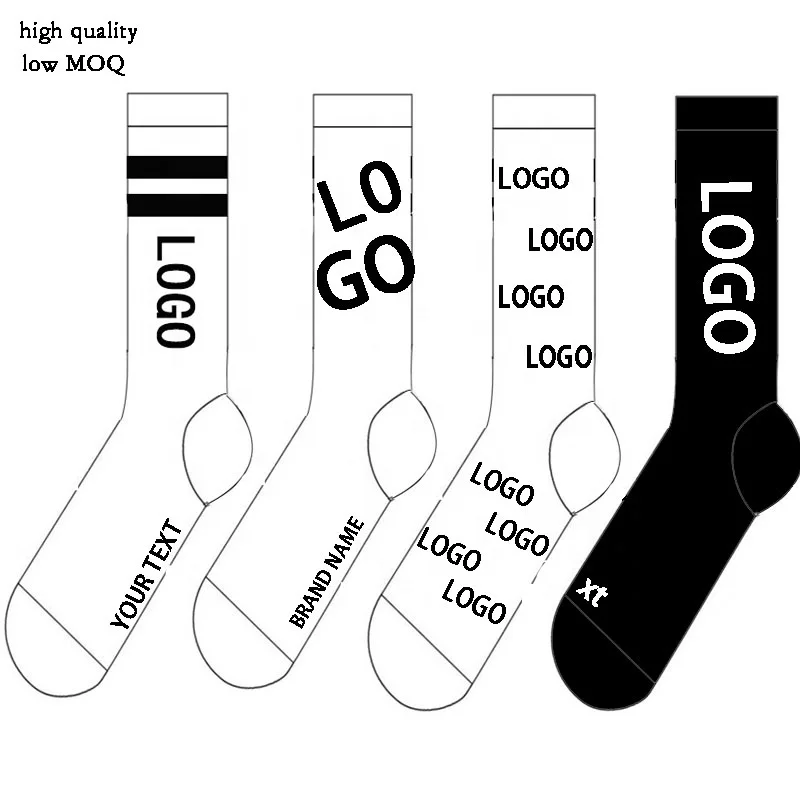 Low Moq Manufacturer Fashion Casual Jacquard Cushion 100% Cotton Crew Men Sports Custom Logo Socks