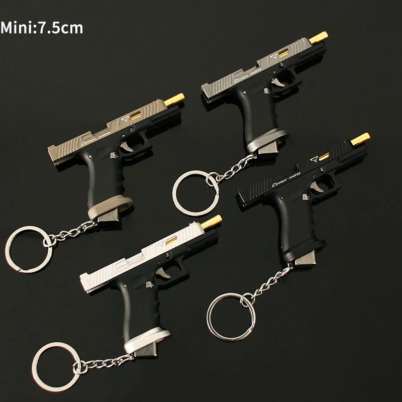 Ready Ship TTI G34  Mini Toy Gun Model Keychain Factory Supply Zinc Alloy 7.5 CM Gun Keychains Eject Shell With Bullets