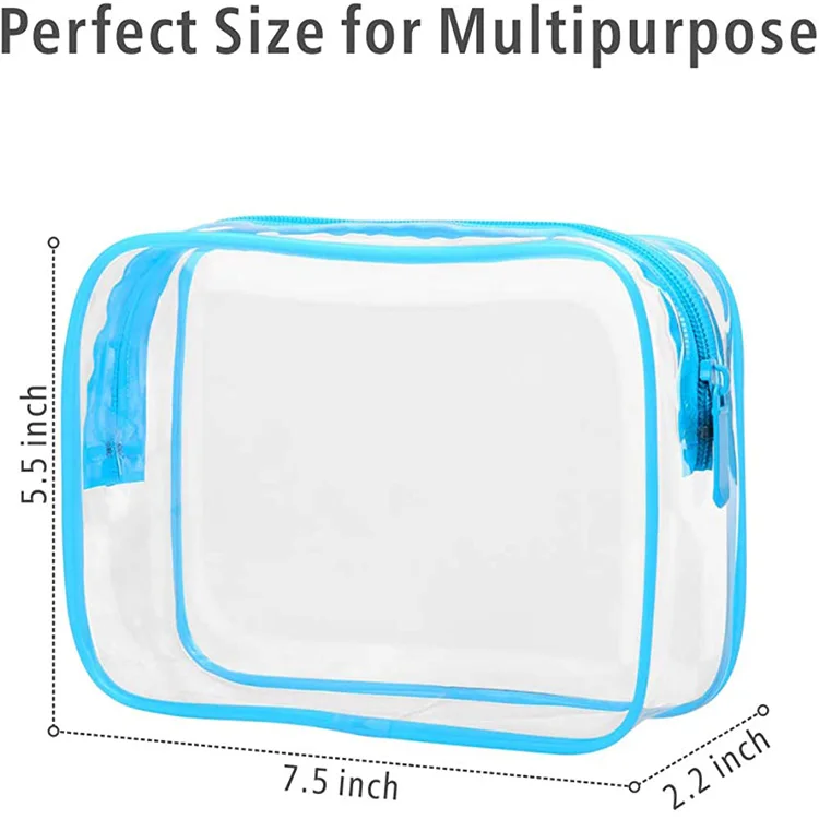 Custom Clear PVC Plastic Cosmetic Bag Transparent Pvc Waterproof Travel Toiletry Bags Clear PVC Cosmetic Bag