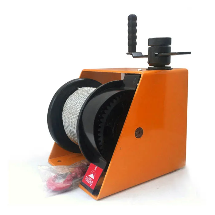 Multi purpose self locking manual winch HUTZ 1 ton worm gear small hand crank winch HWE100 HWE100A top wind wire rope winch