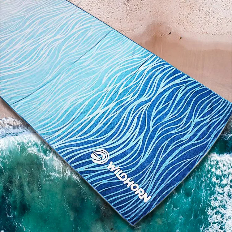 recycled fiber made waffle printed beach towel