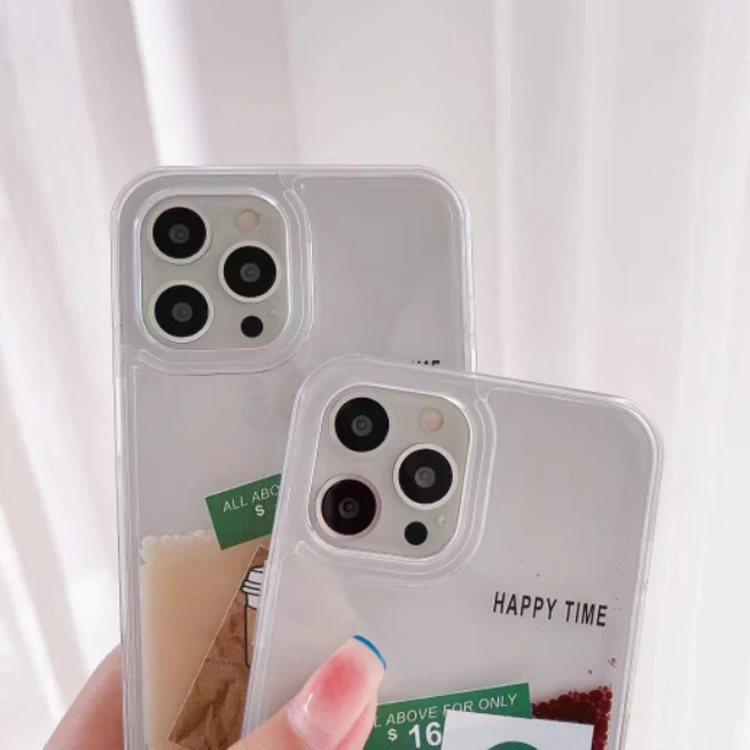 Best Quality Fashion Case 3D Coffee Quicksand Cell Phone Case For iPhone 13 12 11 pro max xr xs x Mobile Phone Case