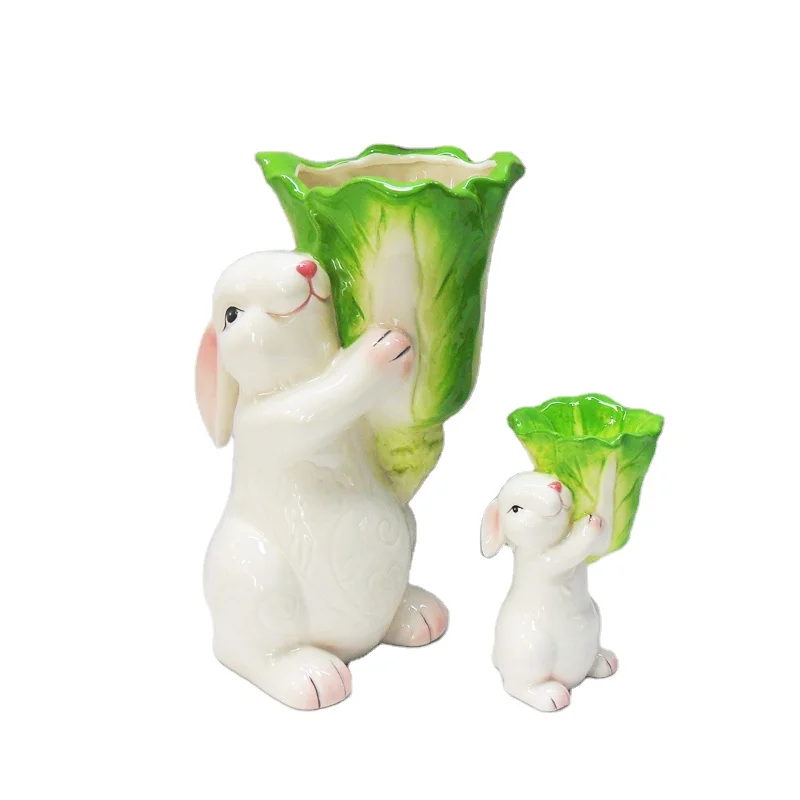 Wholesale Easter Decor Ceramic Single Egg Cup With Rabbit Holder Stand
