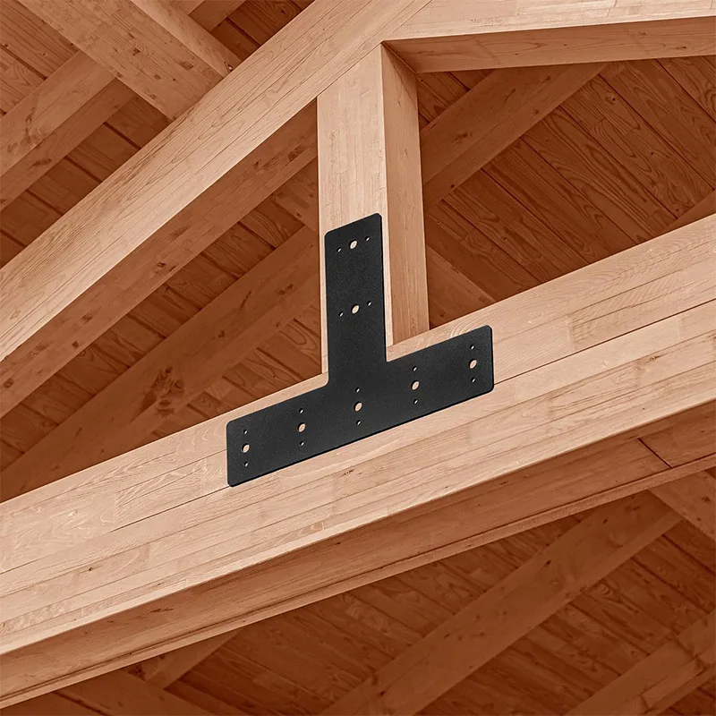T Shape Steel Flat Bracket 4*4 6*6 Durable Mending Plate Metal Black Connecting Bracket for Wood Beam Mending Plate