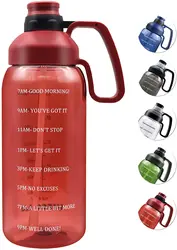 64 OZ Water Bottle with Straw Motivational Half Gallon Water Bottles with Times to Drink BPA Free 2L Sports Large Water Bottle