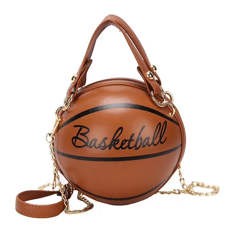 Women Basketball Shaped Cross Body Messenger Bag Purse Tote Mini Shoulder PU Leather Round Handbag   bags women handbags ladies