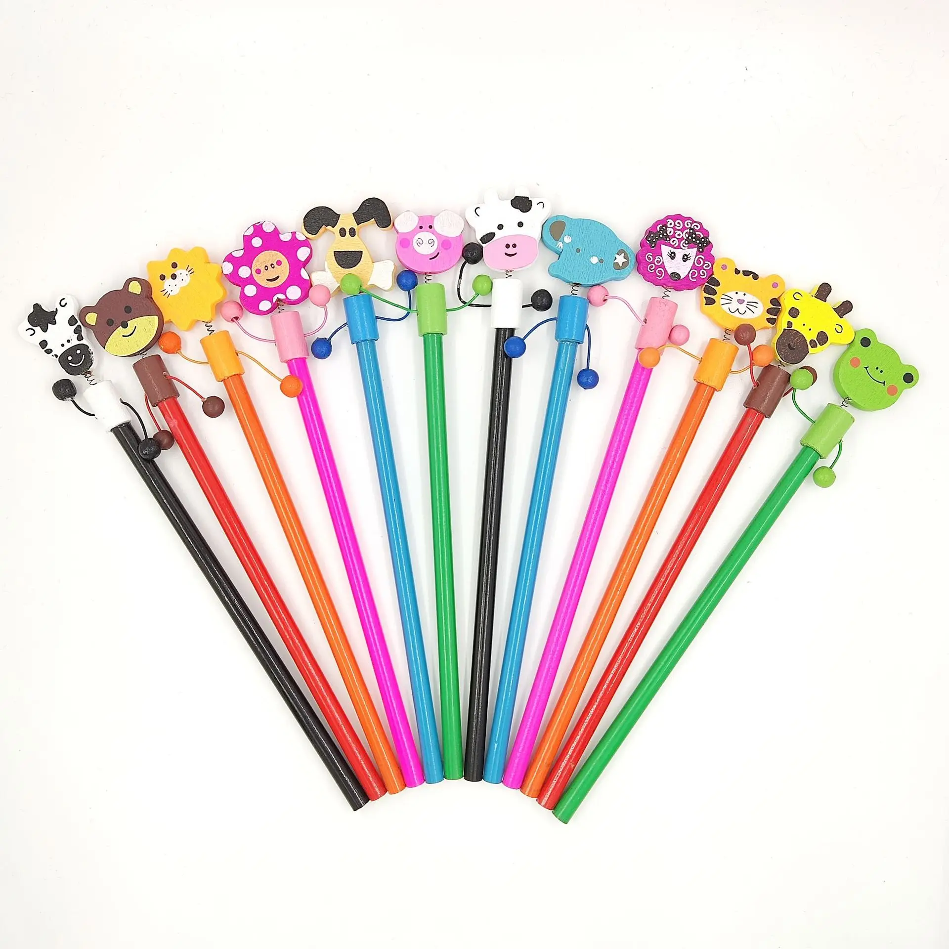 Wholesale Cartoon Animal Wooden Pencil Students Write Drawing Creative Learning Supplies