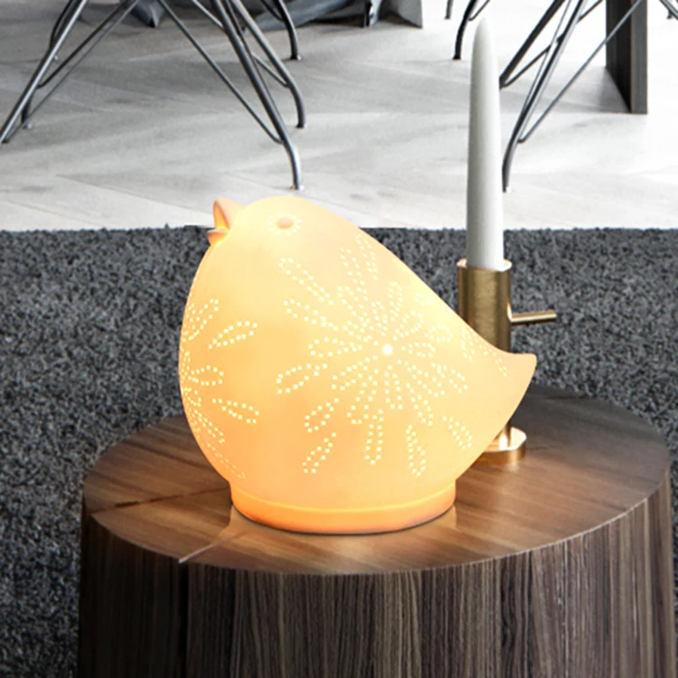 Home decorative birds shape lamps designer lovely chick shape kids ceramic table lamp custom cute animal night table lamp