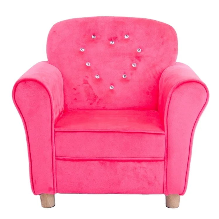 Crystal buckled fleece kids armchair mini sofa preschool kids furniture