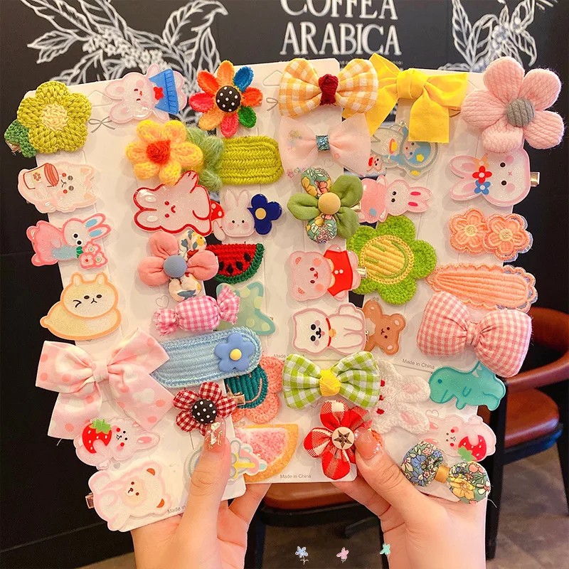 GIRLIZE 10pcs Cute Cartoon Bow Flower Animal Children Hair Clip Hairpin Set Hair Bow Clips Hair Accessories For Girl Kids