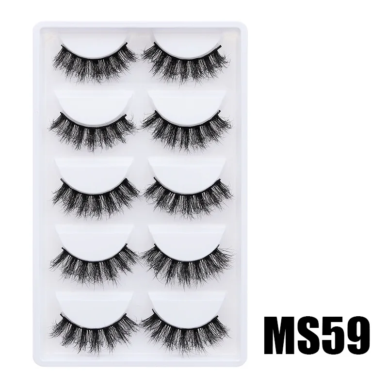 Natural Lashes Wispy Flared 5 Pairs Eyelashes False Eye Lashes Soft Fluffy Lashes