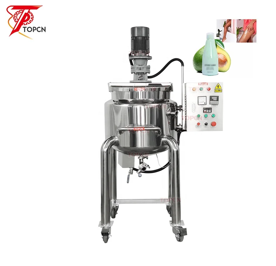 Sanitary SUS316 3 Layers Heating Jacket Movable Stainless Steel Vertical  Liquid Chemical Cosmetic Mixing Equipment Tank