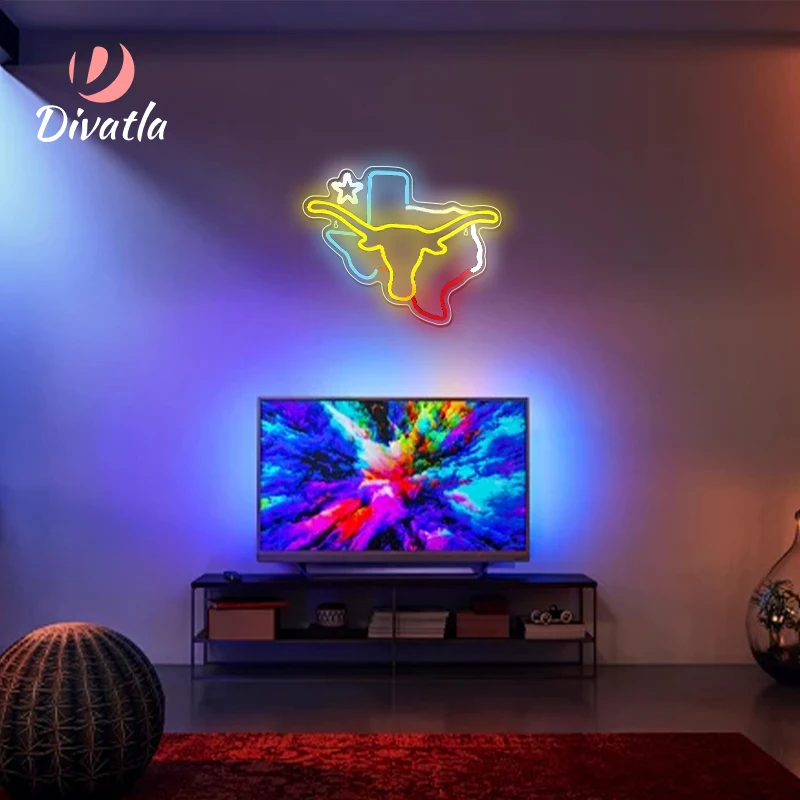 TEXAS  Signboard Customization New Product Neon Light Sign Custom High Quality Acrylic Board Smart Light Led Neon Sign