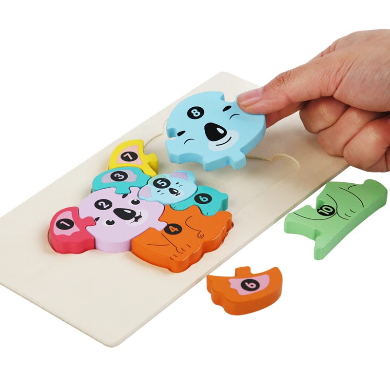 cpc best popular animals with numbers wooden jigsaw puzzle childrens gift puzzle educational toys for children
