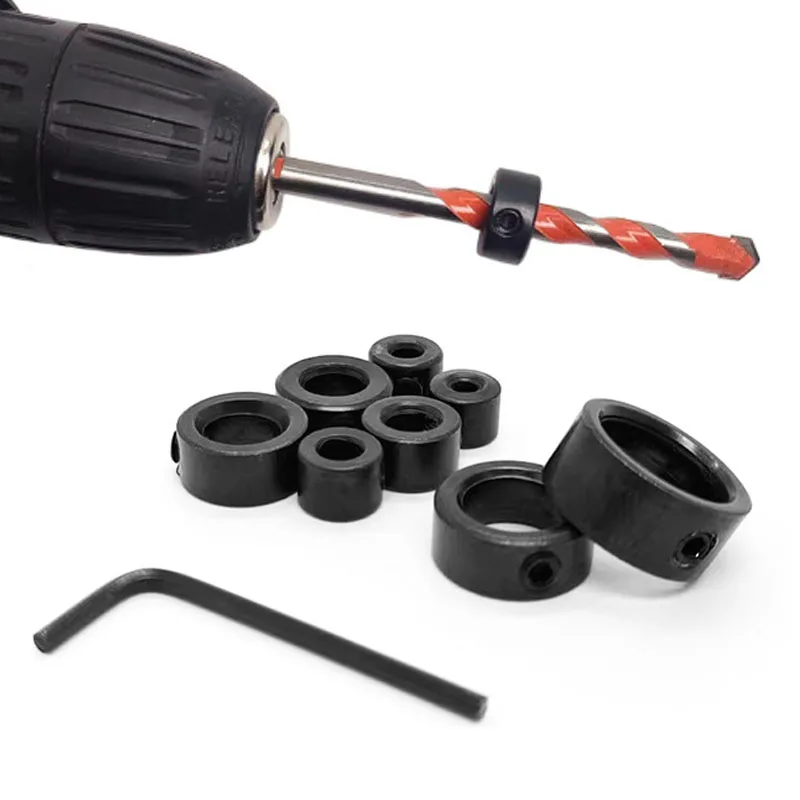 3-16 mm Drill Bit Shaft Depth Stop Collars Ring Set Woodwork Drill Locator Drill Tool With Allen Wrench