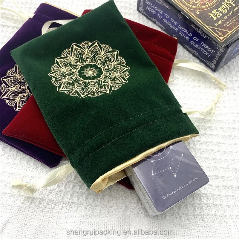 13x18 см бархат Таро карты сумка для хранения, из бархата и атласной кулиской мешок для Tarot & Oracle карты
