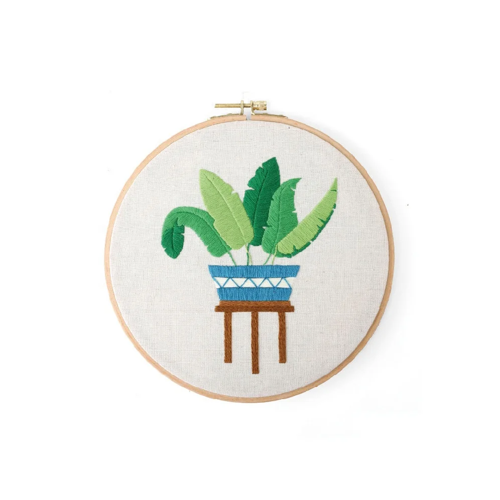 Green Plant Embroidery DIY Kit