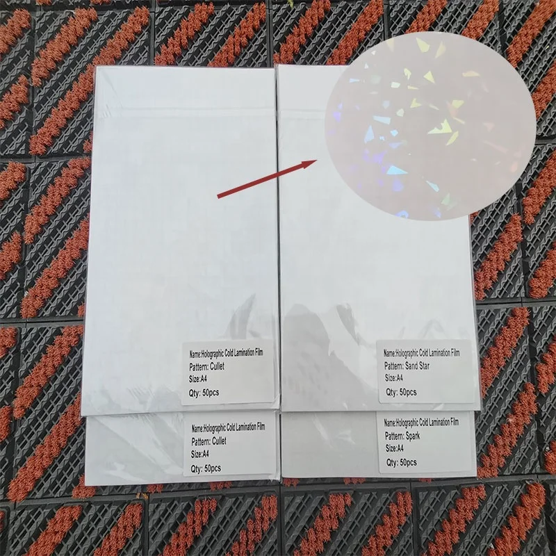 Hot Selling Self Adhesive Holographic Photo Cold Film Laminate Film Wrapping Plastic Gift Wrap Flower Soft Feature
