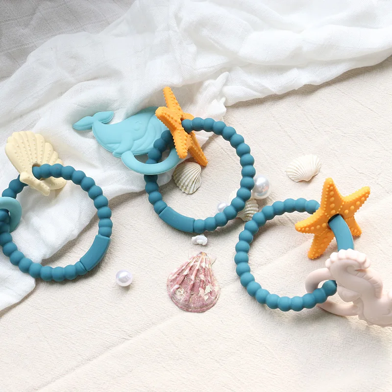 PAISEN Silicone Ring Sea Animal Shape Kid Toys Chew Rattles Baby Comforter Sensory Toys Teether Baby Teething Toys 0-12 Months