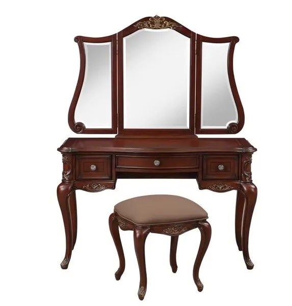 Classic retro log with mirror dressing table in dressing room