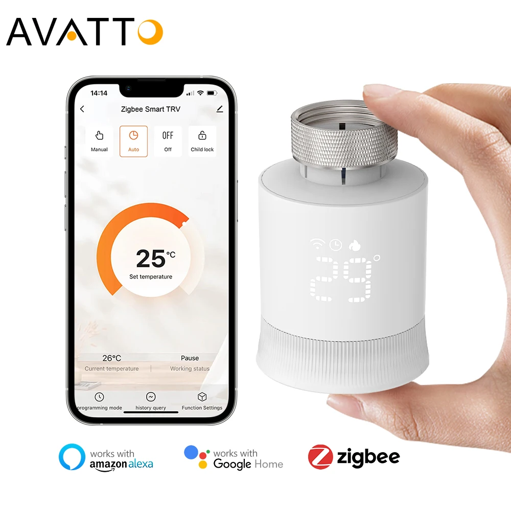 Термостатические радиаторные клапаны Avatto Smart Tuya Zigbee Trv Google Alexa Control умный термостатический радиаторный клапан