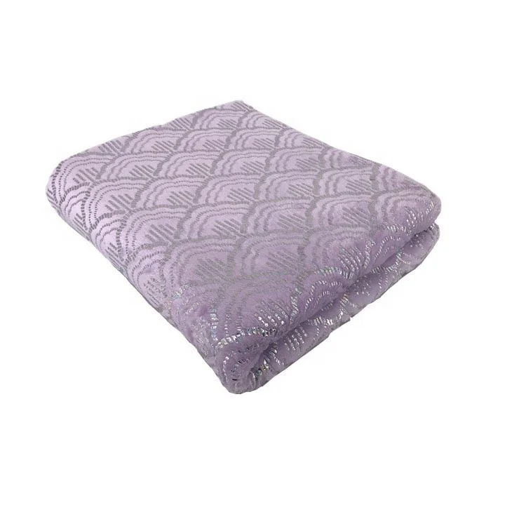 Throw Blanket Silver Gold Metallic Foil Printed Fleece Blankets Soft Warm Flannel 100% Polyester Coral Fleece Fabric Square