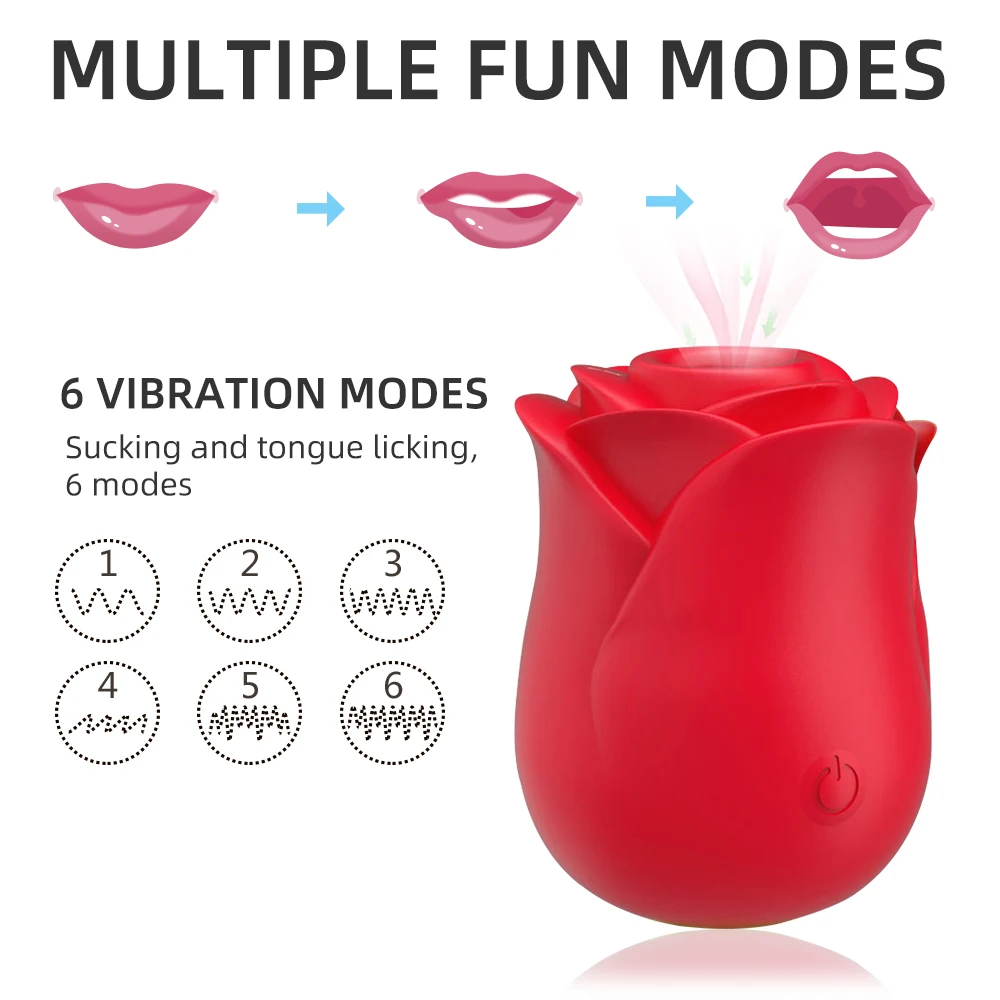 
Aimitoy Wholesale Rose Vibrator Tongue Shape Licking Sex Toys Women Nipple Breast Sucking Clitoris Rose Toy For Women 